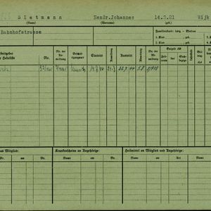 Arbeidsongeschiktheidskaart van Hendrikus Johannes Slatman. Bron: AOK-Versichertenkartei Stadtarchiv Braunschweig.