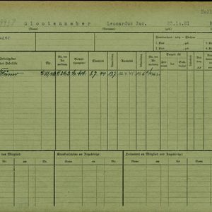 Arbeidsongeschiktheidskaart van Leo Slotemaker. Bron: AOK-Versichertenkartei Stadtarchiv Braunschweig.