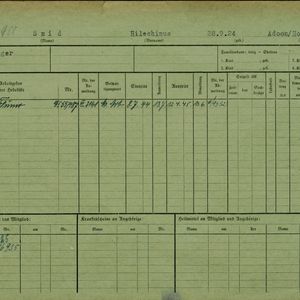 Arbeidsongeschiktheidskaart van Hille Smid. Bron: AOK-Versichertenkartei Stadtarchiv Braunschweig.