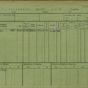 Arbeidsongeschiktheidskaart van Henk Spanjaard. Bron: AOK-Versichertenkartei Stadtarchiv Braunschweig.