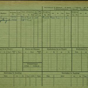 Arbeidsongeschiktheidskaart van Cor Sprangers (achterzijde). Bron: AOK-Versichertenkartei Stadtarchiv Braunschweig.