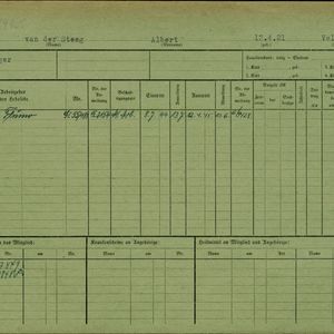 Arbeidsongeschiktheidskaart van Ab van der Steeg. Bron: AOK-Versichertenkartei Stadtarchiv Braunschweig.