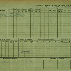 Arbeidsongeschiktheidskaart van Ab van der Steeg (achterzijde). Bron: AOK-Versichertenkartei Stadtarchiv Braunschweig.