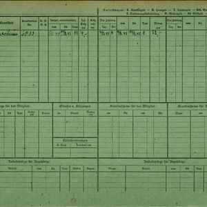 Arbeidsongeschiktheidskaart van Jan Tegelaar (achterzijde). Bron: AOK-Versichertenkartei Stadtarchiv Braunschweig.