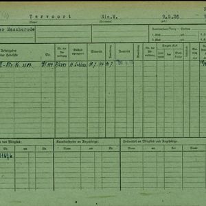 Arbeidsongeschiktheidskaart van Klaas Tervoort. Bron: AOK-Versichertenkartei Stadtarchiv Braunschweig.