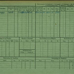 Arbeidsongeschiktheidskaart van Klaas Tervoort (achterzijde). Bron: AOK-Versichertenkartei Stadtarchiv Braunschweig.