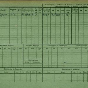 Arbeidsongeschiktheidskaart van JP Valk (achterzijde). Bron: AOK-Versichertenkartei Stadtarchiv Braunschweig.