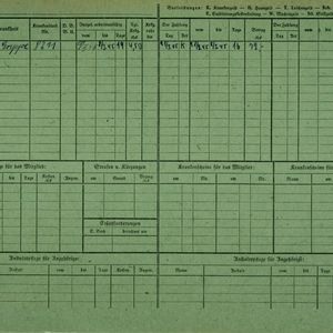 Arbeidsongeschiktheidskaart van Gilles Valkhof (achterzijde). Bron: AOK-Versichertenkartei Stadtarchiv Braunschweig.
