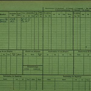 Arbeidsongeschiktheidskaart van Andries van der Vlies (achterzijde). Bron: AOK-Versichertenkartei Stadtarchiv Braunschweig.