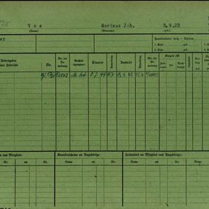 Arbeidsongeschiktheidskaart van Marinus Johannes Vos. Bron: AOK-Versichertenkartei Stadtarchiv Braunschweig.