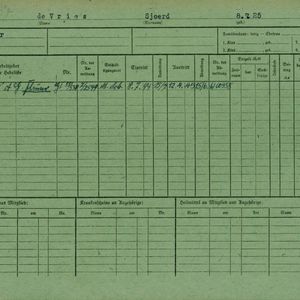 Arbeidsongeschiktheidskaart van Sjoerd de Vries. Bron: AOK-Versichertenkartei Stadtarchiv Braunschweig.