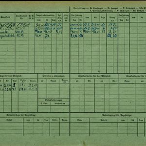 Arbeidsongeschiktheidskaart van Gerard Wijsman (achterzijde). Bron: AOK-Versichertenkartei Stadtarchiv Braunschweig.