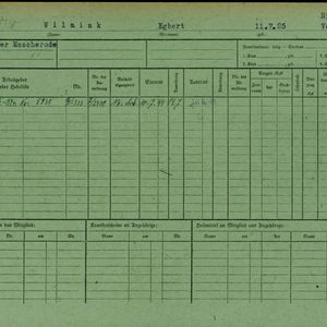 Arbeidsongeschiktheidskaart van Egbert Wilmink. Bron: AOK-Versichertenkartei Stadtarchiv Braunschweig.