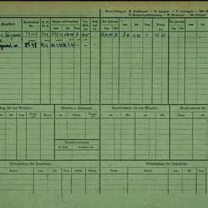 Arbeidsongeschiktheidskaart van Egbert Wilmink (achterzijde). Bron: AOK-Versichertenkartei Stadtarchiv Braunschweig.