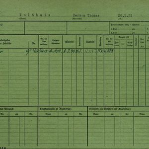 Arbeidsongeschiktheidskaart van Herman Wolthuis. Bron: AOK-Versichertenkartei Stadtarchiv Braunschweig.