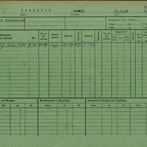 Arbeidsongeschiktheidskaart van Nol Zandstra Eerste kaart. Bron: AOK-Versichertenkartei Stadtarchiv Braunschweig.