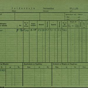 Arbeidsongeschiktheidskaart van Bernardus Zuiderduin. Bron: AOK-Versichertenkartei Stadtarchiv Braunschweig.