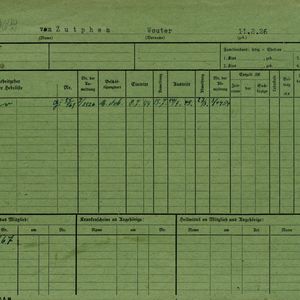 Arbeidsongeschiktheidskaart van Wout van Zutphen. Bron: AOK-Versichertenkartei Stadtarchiv Braunschweig.