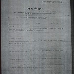 Arie van Dijk, vragenformulier aan Fa Rodas te Leipzig. Bron: iTS75526735.