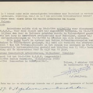 Document uit het archief van de OGS met de reden waarom Jan niet vermeld wordt.
