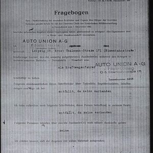 Fragebogen Polizeipräsidium Leipzig 05-01-1946. Bron: ITS742777302