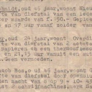 Politierapport Amsterdam 9 oktober 1943 Otto Ploeger. Bron: Archief Amsterdam.
