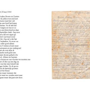 Brief van Piet Besse uit Kamp Amersfoort van 23 mei 1944r. Bron: Arie Blokland. 