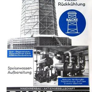 Advertentie van de Firma Balcke uit Bochum. Wim bouwde als timmerman koeltorens op de A.S.W. Böhlen.