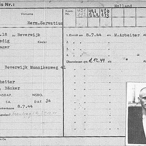 Schoone Herman 1918 Arbeitskaart voorzijde iTs76005243r