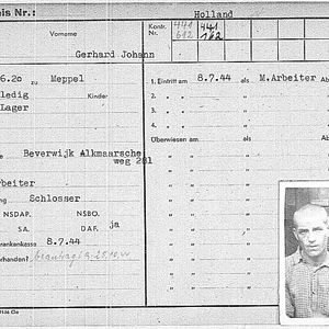 Tiel Gerrit van 1920 Arbeitskaart iTs76005280 voorzijde