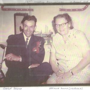 Gerlof Douma x Hermina Verkaaik 10aug1968 25jr gehuwd.