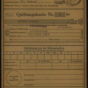 Albert Kroon, invaliditeits verzekering, voorzijde. iTs73200186r