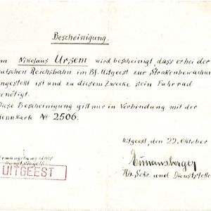 Ursem Niek, Bescheinigung bewaking spoorwegen