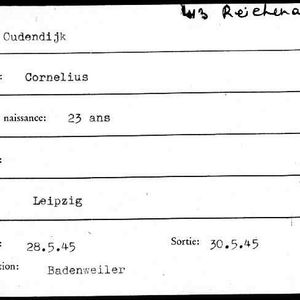 Cor Oudendijk was 23 jaar oud in mei 1945. Hij reisde via Zwitserland terug.