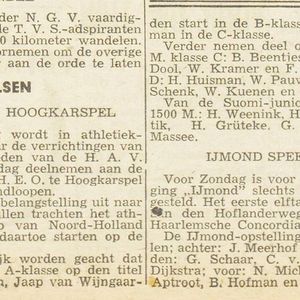 Atletiek 16 april. Suomi naar Hoogkarspel. Haarlemse Courant 13 april 1944