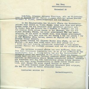 Brief van mevr. Plantinga aan de SD in Den Haag de dato 1 juni 1944. Bron Hans Plantina