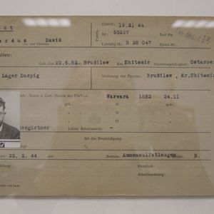 Werkkaart van een dwangarbeider bij de BUNA of de LEUNA