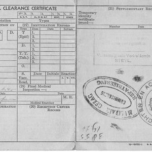 Achterzijde van de Displaced Personcard van Joop, geregistreerd in Steyl op 13-06-1945. Bron Hans Plantinga.