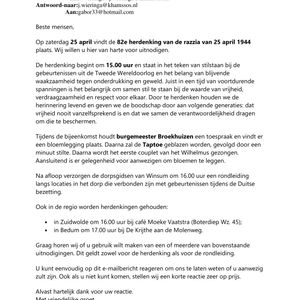 Herdenkingen Winsum Bedum Zuidwolde 2026