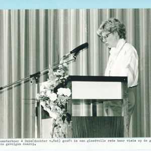 Herdenking op 14  april 1984. Rede door Margreet Beemsterboer, de dochter van Ted Duin.