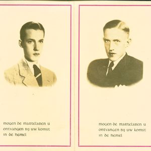 Bidprentje van Simon en Joop Rumping foto. Beschikbaar gesteld door Mevr. van Kampen.
