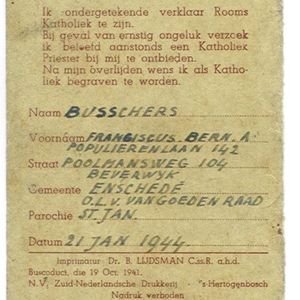 Frans Busschers Katholieke legitimatie