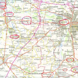 Landkaart omgeving Leipzig Merseburg Weissenfels