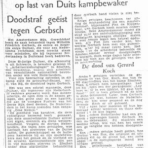 Onbekende krant van 12 mei 1948 Amsterdams Bijzonder Gerechtshof zaak tegen W.F. Gerbsch