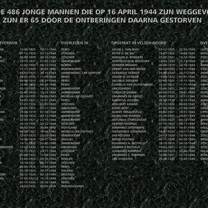 Op 4 mei 2005 onthulde Herdenkingsplaat op het Stationsplein te Beverwijk 