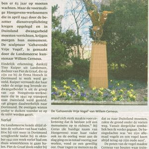 Noordhollands Dagblad 3 mei 2005  Artikel ivm onthulling monument Gehavende Vrije Vogel bij Corus