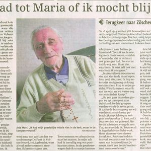 Noordhollands Dagblad 20 mei 2005 Interview Arie Mors  i.v.m. bezoek Zöschen op 22 mei 2005