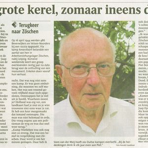 Noordhollands Dagblad 21 mei 2005 Interview Siem van der Meij  i.v.m. bezoek Zöschen op 22 mei 2005