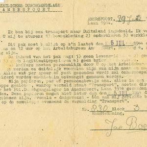 Transportbrief 6 juli 1944