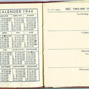 Agenda 1944 van Jaap Bos, Kalender en week 1.
